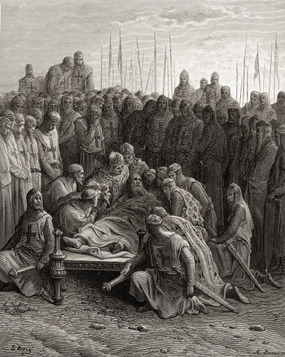 Death of Baldwin I (1171-1205) the Latin King of Jerusalem, illustration from 